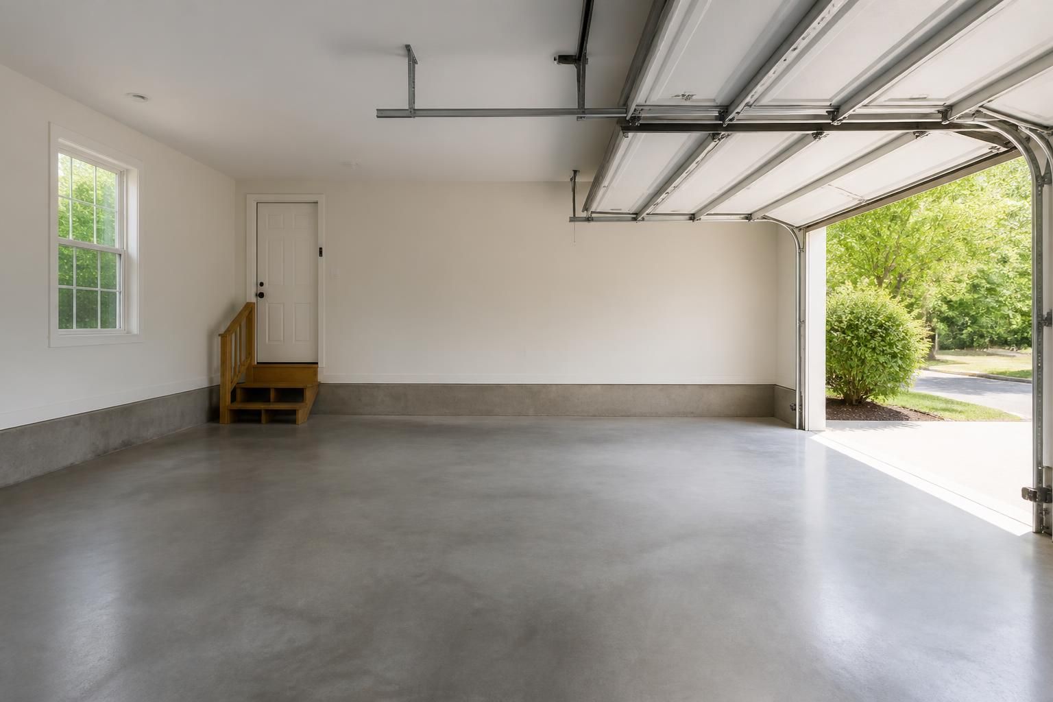Pristine garage after a complete cleanout service.