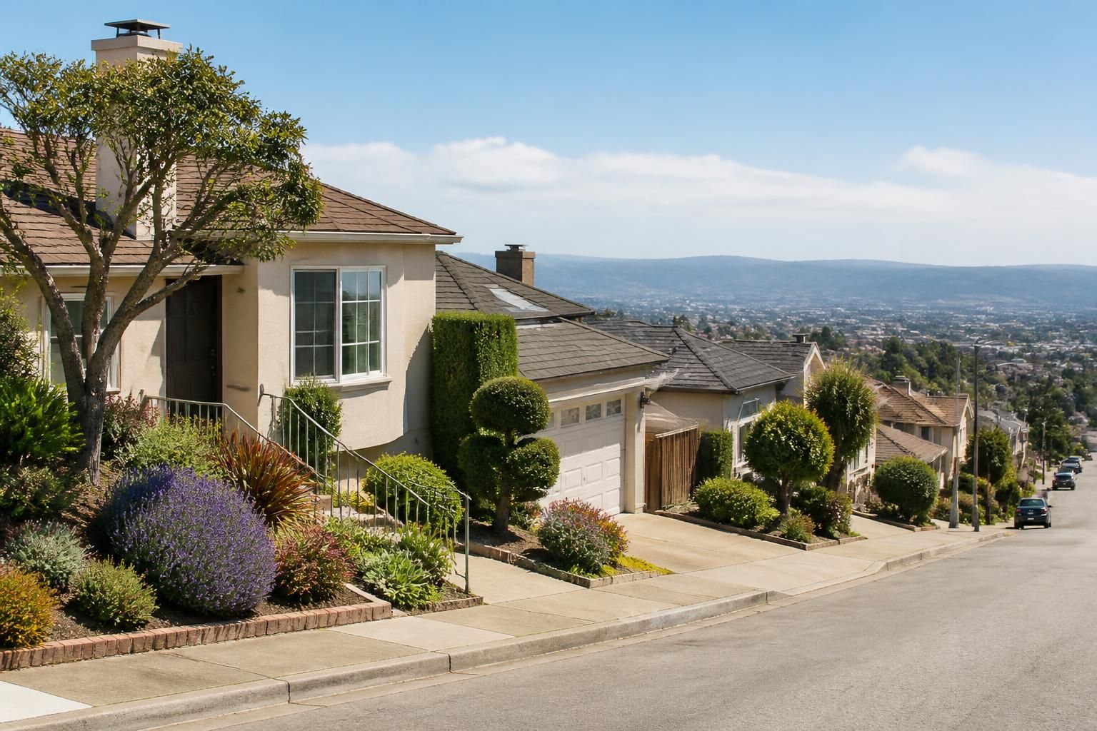 Tidy hillside homes in San Bruno.