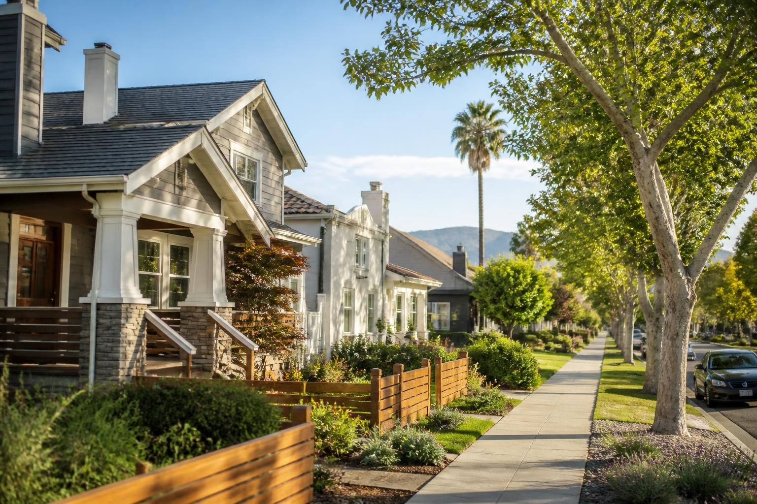 Bright neighborhood street in San Jose.